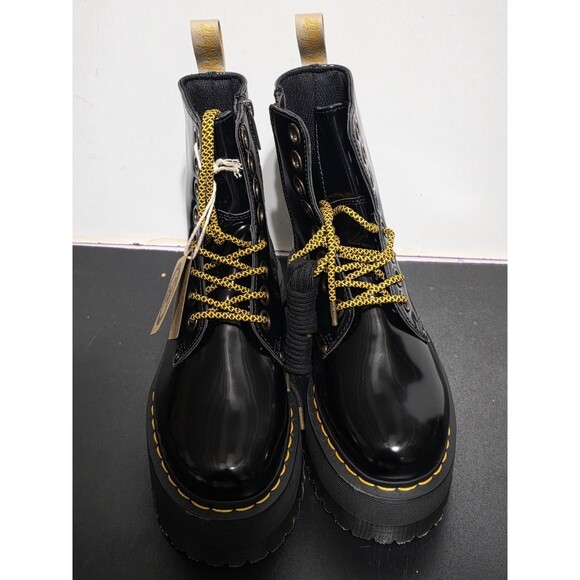 Dr. Martens Black Combat Boots with Gold Accents - Picture 8 of 16